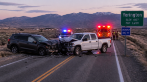 Rural highway outside Yerington where serious car accidents can occur.